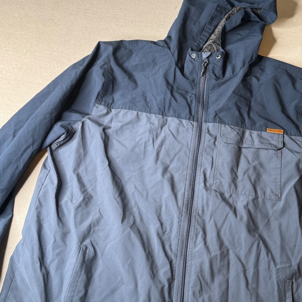 Voyager Mens XXL Hooded Windbreaker Jacket Grey Navy Blue Ripstop Mesh Lined